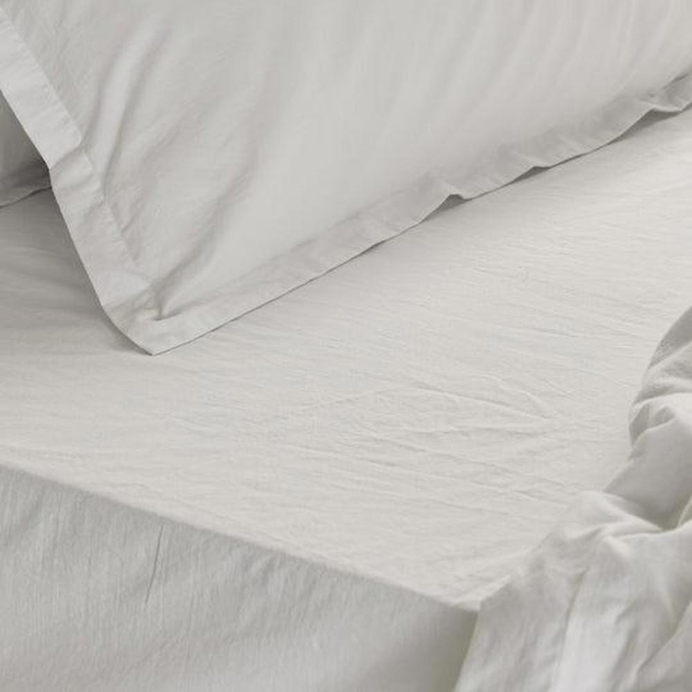 Yard Hebden Washed Cotton Fitted Sheet Chalk